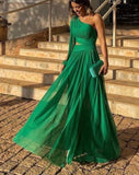 Wjczt Green Color Women Shinnign Satin Sexy One Shoulder Hollow Out Bodycon Long Dress Fashion Celebrate Cocktail Maxi Party Dress