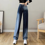 Wjczt Chic High Waist Loose Woman Jeans Casual Gradient Color Wide Leg Pants Women Long Trousers Spring Femme Denim Pants