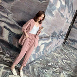 Wjczt Korean Style New Pink Elegant Women's Pants Suit Fashion Loose Jacket Trousers Two-piece Set Female Office Blazer Tracksuit