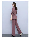 Wjczt Korean Version High Sense Temperament Professional Suit Elegant Woman 2022 Spring New Style Suit Wide Leg Pants Two-piece Set