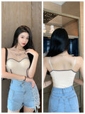 Wjczt Sexy Camisole Fixed Latex Chest Pad Slim Fit Beautiful Back Bandeau Anti-Sagging Comfortable Elastic Tank Top 2022 New