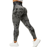 Wjczt Tie-Dye Print Seamless Leggings High Waist Push Up Leggings for Fitness Workout Sports Pants for Women Casual Gym Cloth