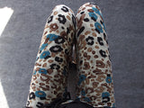 Wjczt Spring And Summer New Women's Plus Size Leopard Print Cropped Pants Breathable Hip Lift Leggings Women