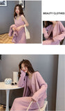 Wjczt Womans Clothes for Autumn Winter Loose Solid Knitwear Women's Two Piece V-Neck Casual Dress Set Long Sleeve Sweater Skirt