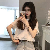 Wjczt Chiffon Blouses or Tops for Woman Elegant and Youth Woman Cool Blusas Aesthetic Heart Short Sleeve Shirt Summer Top