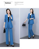 Wjczt Korean Version High Sense Temperament Professional Suit Elegant Woman 2022 Spring New Style Suit Wide Leg Pants Two-piece Set