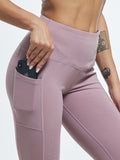 Wjczt Middle Waist Leggings With Pocket Elastic Women Leisure Type Push Up Leggings Women Gym Hip Fitness Pants