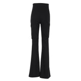 Wjczt Bell Bottom Pants Office Loose Fit Flared Trousers Women Pants High Waist Black Female Boot Cut Zipper Trousers