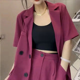 Wjczt Korean Casual Suit Set 2022 New Elegant Feminine Suit Commuter Short Sleeve Small Suit Shorts Women Two Piece Set Shorts Women