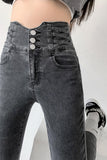 Wjczt Skinny Pencil Jeans Four Buttons Vintage High Waist Women Slim Stretch Denim Pants Tight Trousers 2022 Women's Pants