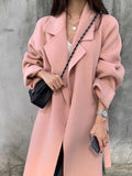 Wjczt Coat Women's Medium and Long Style New High-end Loose Knee Length Korean Woolen Coat In Autumn Winter of  Coats for Women