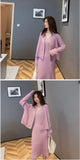 Wjczt Womans Clothes for Autumn Winter Loose Solid Knitwear Women's Two Piece V-Neck Casual Dress Set Long Sleeve Sweater Skirt