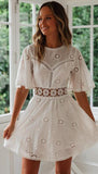 Wjczt Summer Comfortable Soild  Colors Simple Design Sleeveless Lace Short Dress for Women Harajuku Dress White Vacation Dress