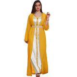 Wjczt Ramadan Eid Dubai Turkey Fashion Commuter Ethnic Style Popular Color Kebaya Chiffon Dress With Belt Muslim Robe Female Ab147