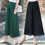 Wjczt Wide Leg Pants Women'S Spring Summer New Korean  Versatile Loose Chiffon Leisure Straight Tube 8-Point High Waist Trousers Lady