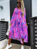 Wjczt Autumn Print Long Sleeve Dress Loose Fashion Long Skirt Street Dress Elegant Women's Dresses for Party 2022 Dresses for Women