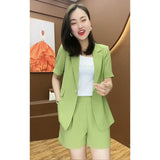 Wjczt Casual Short Sleeve Jacket Blazer Shorts Two Piece Set Office Work Suit Coverall 2022 Summer New Elegant Women's Shorts Suit