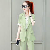 Wjczt 2022 Summer New French Elegant Women's Pants Suit Slim Jacket Office Blazer Casual Trousers Two-piece Set Female Tracksuit Set