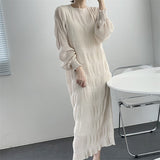 Wjczt Elegant Chiffon Dress Women Summer Casual Simple Loose Dereees Female Korean Solid Lantern Sleeve Holiday Dress