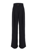 Wjczt Classic Wide Pants Floor-Length Pleated Loose Women Trousers Spring Wide Leg Pants Vintage Female Palazzo Pants