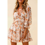 Wjczt Harlow Floral Print Ruffle Dress women backless V-neck dress women mini summer dress ladies  party dress