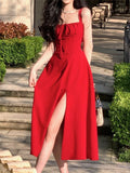 Wjczt Midi Bandge Dress For Women Summer New Elegant Vestidos Vintage Fashion Lady Evening Sundress Female Korean Slim Clothing