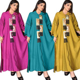 Wjczt Ramadan Eid Dubai Fashion Abayas For Women SequinsAnd Diamonds Ethnic Multi-color Bead Decal Tassel Long Muslim Dress Robe Femme