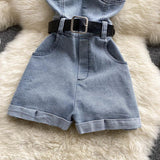 Wjczt Summer Rompers Women Jeans Jumpsuit off shoulder Loose Casual Denim Rompers Womens Jumpsuits Wide Leg Casual Denim Overalls