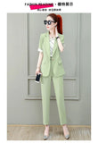 Wjczt 2022 Summer New French Elegant Women's Pants Suit Slim Jacket Office Blazer Casual Trousers Two-piece Set Female Tracksuit Set