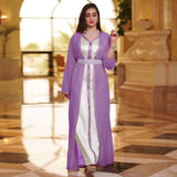 Wjczt Ramadan Eid Dubai Turkey Fashion Commuter Ethnic Style Popular Color Kebaya Chiffon Dress With Belt Muslim Robe Female Ab147