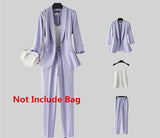 Wjczt Women's High-End Graceful Work Clothing 2022 Spring Summer Thin Office Lady Elegant Purple Suit Coats+Sling Vest+Pants Outfits