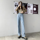 Wjczt Straight Leg Jeans For Women High Waist Trend Denim Pants Mom Jean Baggy Pants Casual Comfort Trousers Oversize