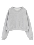 Wjczt 2024 Autumn Winter Cropped Sweatshirt Women Batwing Long Sleeve Pullover Top Female O Neck Fleece Hoodies Sudaderas