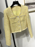 Wjczt 2023 Spring New French Design Fashion Sweet Tweed Jacket Women Luxury Woolen Short Coats Outwear Casacos chaqueta mujer