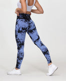 Wjczt Tie-Dye Print Seamless Leggings High Waist Push Up Leggings for Fitness Workout Sports Pants for Women Casual Gym Cloth