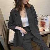 Wjczt Korean Style New Pink Elegant Women's Pants Suit Fashion Loose Jacket Trousers Two-piece Set Female Office Blazer Tracksuit