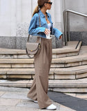 Wjczt Fashion Brown Women Baggy Pants Patchwork Low Waist Loose Fit Trousers Streetwear Oversized Cargo Pants Female