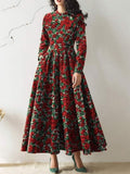 Wjczt Dresses for Women 2022 Spring Autumn New Floral Dress Stand Collar Long Sleeve Fashionable Women's Dress Evening Dresses Robe