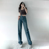 Wjczt Jeans Women Baggy High Waist Pants 2022 New Fashion Straight Leg Pants Y2k Denim Trousers Vintage Loose Washed Mom Jeans