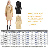 Wjczt New Cotton Long Windbreaker Long Sleeve Lapel Women Fashion Coat Trench Coat for Women Black Women Clothes Jackets Office Lady