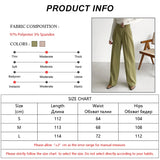 Wjczt Pleated High Waisted Green Pants Woman Classy Business Work Trousers Soild Long Trousers Ladies Office Autumn