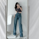 Wjczt Jeans Women Baggy High Waist Pants 2022 New Fashion Straight Leg Pants Y2k Denim Trousers Vintage Loose Washed Mom Jeans