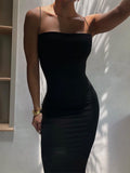 Wjczt New Sexy Knit High Fork Dresses For Women Strappy Elegant Dress Sleeveless Bodycon Clothes Party Club Outfits Y2k