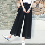 Wjczt Wide Leg Pants Women'S Spring Summer New Korean  Versatile Loose Chiffon Leisure Straight Tube 8-Point High Waist Trousers Lady