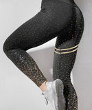 Wjczt Printing Sport Leggings Women High Waist Exercise Leggings Lady Gym Pants Fashion Golden Dots Fitness Sportswear Female