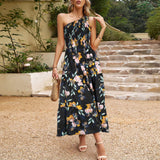 Wjczt Summer Temperament Elegant Shoulder Shoulder Floral Print Long Dress Women Clothing New Arrivals Woman Trendy Boho Dresses