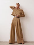 Wjczt Classic Wide Pants Floor-Length Pleated Loose Women Trousers Spring Wide Leg Pants Vintage Female Palazzo Pants