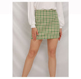 Wjczt Sweet Kawaii Plaid Women Mini Skirt Korean Fashion Zipper Girl Pencil Miniskirt Preppy Summer Y2k Trend Clothes