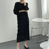 Wjczt Elegant Chiffon Dress Women Summer Casual Simple Loose Dereees Female Korean Solid Lantern Sleeve Holiday Dress