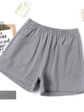 Wjczt Summer Cotton Linen Shorts Women's High Waist Linen Loose and Thin Hot Pants Large Casual Thin Wide Leg Pants Women Clothing